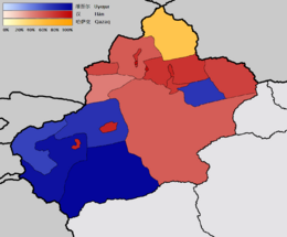Archivo:Xinjiang nationalities by prefecture 2000