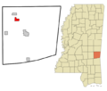 Clarke County Mississippi Incorporated and Unincorporated areas Stonewall Highlighted