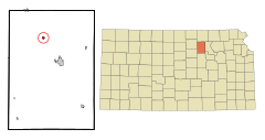 Clay County Kansas Incorporated and Unincorporated areas Morganville Highlighted.svg