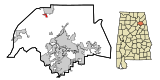 Etowah County Alabama Incorporated and Unincorporated areas Mountainboro Highlighted.svg