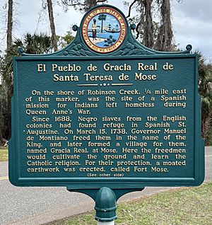 Archivo:Historical marker, Fort Mose, front