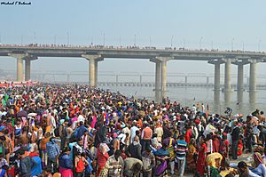 Archivo:Kumbh Mela 2019 - Crowd Near Shastri Bridge - Prayagraj, India