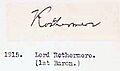 Lord Rothermere firma signature
