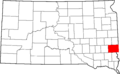 Map of South Dakota highlighting Minnehaha County