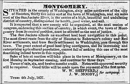 Archivo:Montgomery, Texas Advertisement
