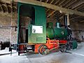 Antigua locomotora de vapor O & K, en el hotel-museo de Puerto Bories, Natales, Magallanes, Chile