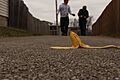 Banana peel on the ground