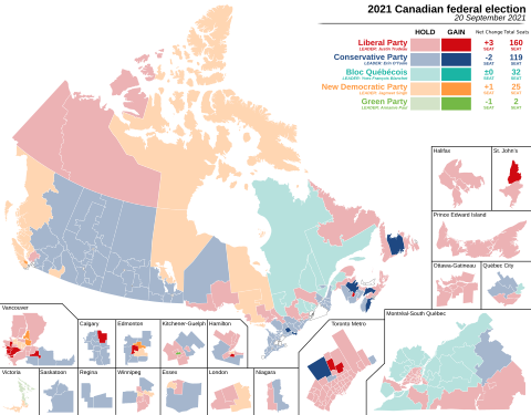 Canada Election 2021 Results Map Gains