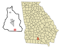 Cook County Georgia Incorporated and Unincorporated areas Cecil Highlighted.svg