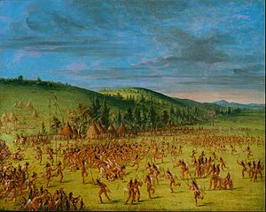 Archivo:George Catlin - Ball-play of the Choctaw--Ball Up - Google Art Project