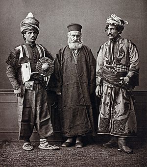 Archivo:Kurds and Orthodox priest, 1873