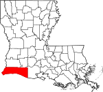 Mapa de Luisiana con la ubicación del Parish Cameron