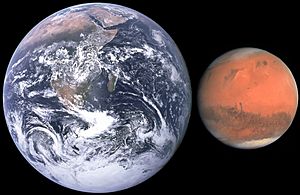 Archivo:Mars, Earth size comparison