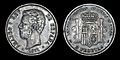 Moneda 5 pesetas España 1871