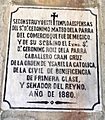 Placa inauguración Parroquia Cabezón de Liebana Roiz de la Parra