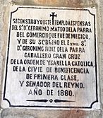 Archivo:Placa inauguración Parroquia Cabezón de Liebana Roiz de la Parra