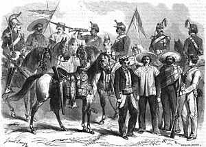 Archivo:SOLDATS DE L'ARMÉE MEXICAINE. — D'après un croquis de M. Girardin, officier au 1er chasseurs d'Afrique