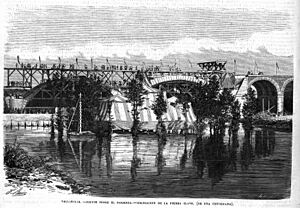 Archivo:Valladolid, puente sobre el Pisuerga, colocación de la piedra clave, en El Museo Universal