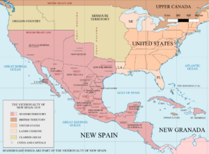 Archivo:Viceroyalty of New Spain Location 1819 (without Philippines)