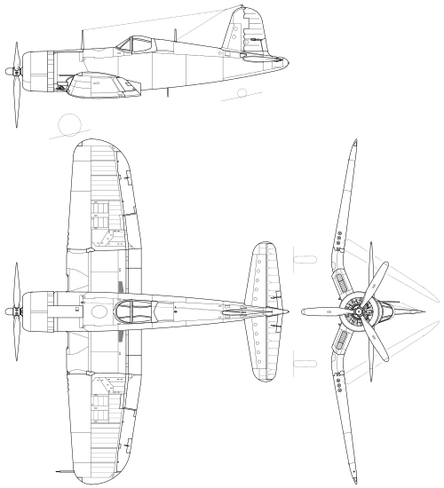 Archivo:Vought F4U-1 Corsair 3-view