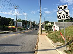 2016-07-27 08 08 31 View south along Maryland State Route 648 (Annapolis Road) entering Baltimore Highlands, Baltimore County, Maryland from Baltimore City, Maryland.jpg
