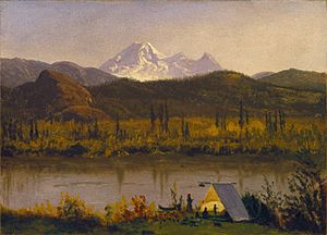 Archivo:Brooklyn Museum - Mt. Baker, Washington, From the Frazier River - Albert Bierstadt - overall
