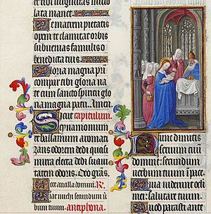 Archivo:Folio 63r - The Presentation in the Temple