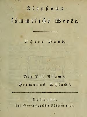 Archivo:Klopstock, Friedrich Gottlieb – Der Tod Adams. Hermanns Schlacht, 1823 – BEIC 3993074