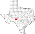 Map of Texas highlighting Sutton County