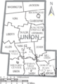 Map of Union County Ohio With Municipal and Township Labels