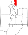 Mapa de Utah con la ubicación del condado de Rich