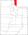 Map of Utah highlighting Rich County