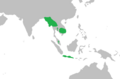 Pavo muticus range map