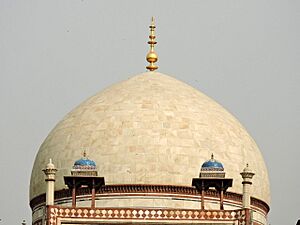 The white marble dome and chhatris on the roof of Humayun's tomb. Delhi, India . 07