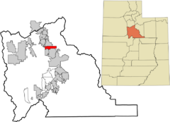 Utah County Utah incorporated and unincorporated areas Lindon highlighted.svg