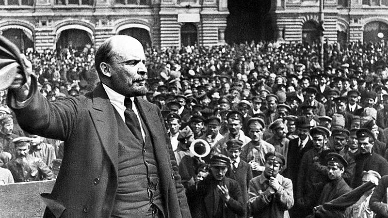 Vladimir Lenin giving a speech