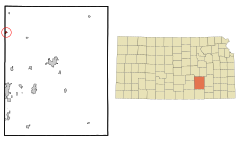 Butler County Kansas Incorporated and Unincorporated areas Whitewater Highlighted.svg