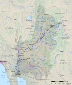 Localización de la presa Hoover en el río Colorado