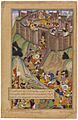 Designed by BASAWAN; Colored by NAND GWALIOR. Hulagu Khan Destroy the Fort at Alamut. ca. 1596. Virginia MOA