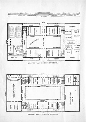 Archivo:Floor Plan and Ground Plan of the The Woman's Building, World's Columbian Exposition, 1893