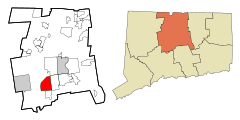 Hartford County Connecticut Incorporated and Unincorporated areas New Britain Highlighted.svg