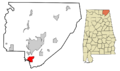 Jackson County Alabama Incorporated and Unincorporated areas Langston Highlighted
