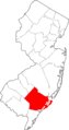 Map of New Jersey highlighting Atlantic County