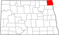 Map of North Dakota highlighting Pembina County