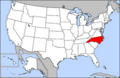 Map of USA highlighting North Carolina