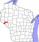 Map of Wisconsin highlighting Pepin County.svg