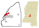 Rankin County Mississippi Incorporated and Unincorporated areas Flowood Highlighted.svg