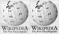 Archivo:Wikipedia logo comparative english german