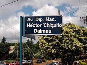 Archivo:Cartel Campo Ramón (Provincia de Misiones, Argentina)- Avenida Diputado Nacional Héctor "Chiquito" Horacio Dalmau