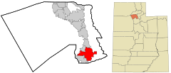 Davis County Utah incorporated and unincorporated areas Bountiful highlighted.svg